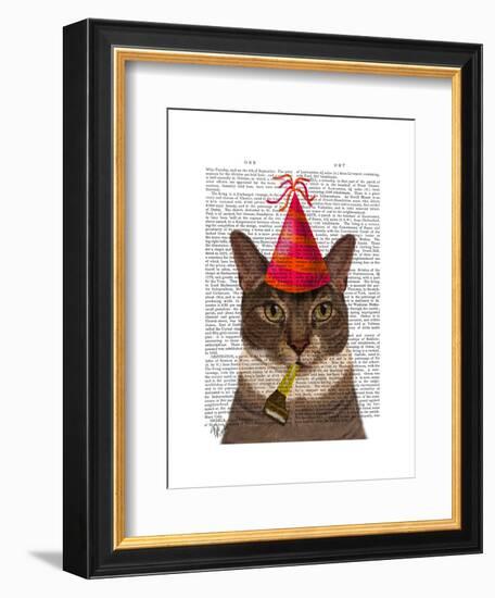 Tortoiseshell Cat, Party Hat-Fab Funky-Framed Art Print