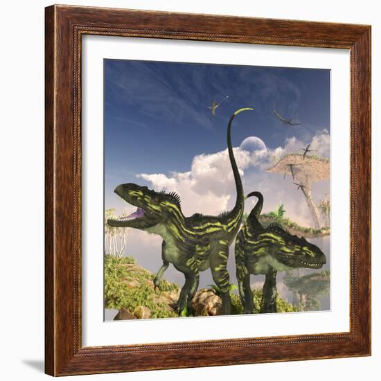 Torvosaurus Dinosaurs on a Cliff Searching for Prey-Stocktrek Images-Framed Art Print