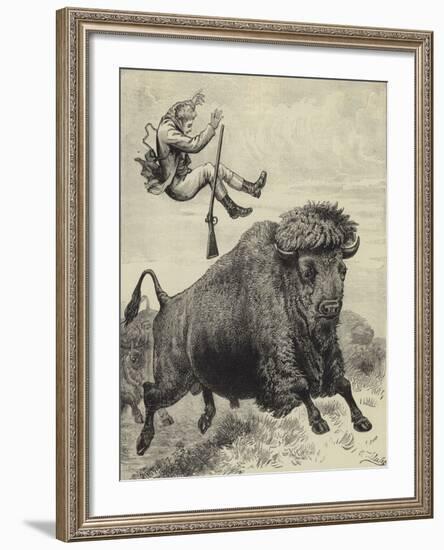 Tossed by a Prairie Bull-null-Framed Giclee Print