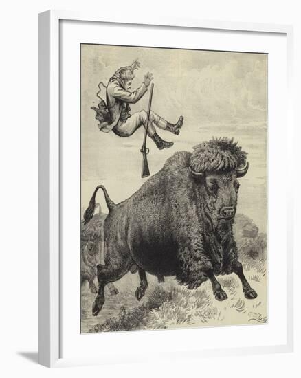 Tossed by a Prairie Bull-null-Framed Giclee Print