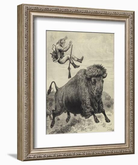 Tossed by a Prairie Bull-null-Framed Giclee Print