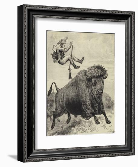 Tossed by a Prairie Bull-null-Framed Giclee Print