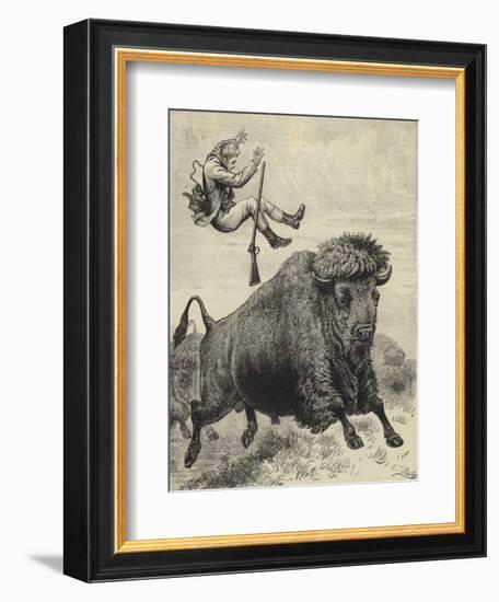 Tossed by a Prairie Bull-null-Framed Giclee Print