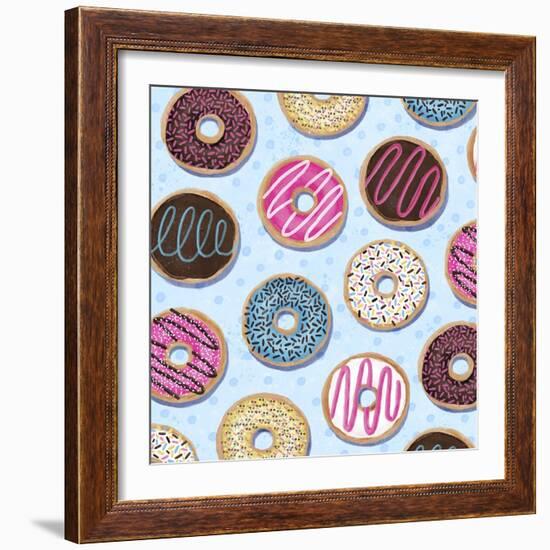 Tossed Painterly Donuts-Elizabeth Caldwell-Framed Premium Giclee Print