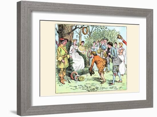 Tossing a Garland of Flowers to the Queen of the Dance-Randolph Caldecott-Framed Art Print