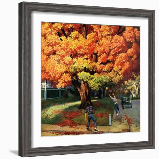 "Tossing the Football", October 27, 1956-John Falter-Framed Giclee Print