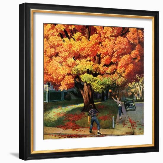 "Tossing the Football", October 27, 1956-John Falter-Framed Giclee Print