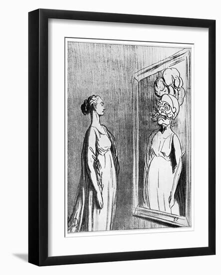 Total War: What Old Mirrors They Make Nowadays, 1868-Honore Daumier-Framed Giclee Print