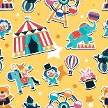 Circus Seamless Pattern, Animals and Entertainment Elements-Totallypic-Stretched Canvas