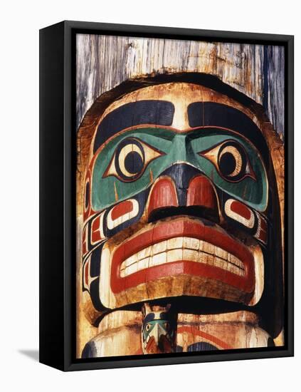 Totem Pole Detail, Duncan, Vancouver Island, BC, Canada-Walter Bibikow-Framed Premier Image Canvas