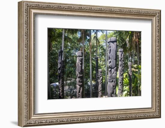 Totem poles from the Sepik River, Botanical Garden, Port Moresby, Papua New Guinea, Pacific-Michael Runkel-Framed Photographic Print