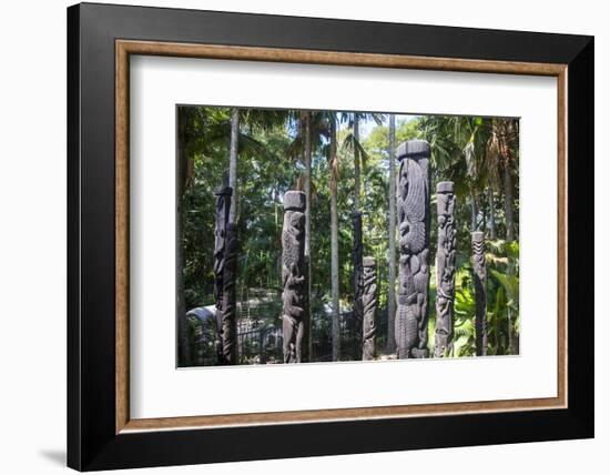 Totem poles from the Sepik River, Botanical Garden, Port Moresby, Papua New Guinea, Pacific-Michael Runkel-Framed Photographic Print