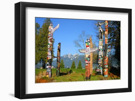 Totem's Poles in Stanley Park-null-Framed Art Print