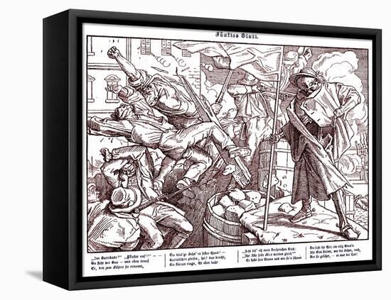 Totentanz 1848: Death leads revolutionary citizens-Alfred Rethel-Framed Premier Image Canvas