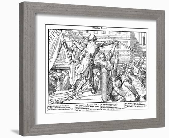 Totentanz 1848: Death offers the sword of Justice-Alfred Rethel-Framed Giclee Print