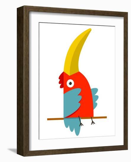 Toucan Bird with Big Beak Sitting. Colorful Cartoon Exotic Red Bird. Vector Illustration Eps8-Popmarleo-Framed Art Print