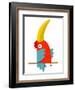 Toucan Bird with Big Beak Sitting. Colorful Cartoon Exotic Red Bird. Vector Illustration Eps8-Popmarleo-Framed Art Print