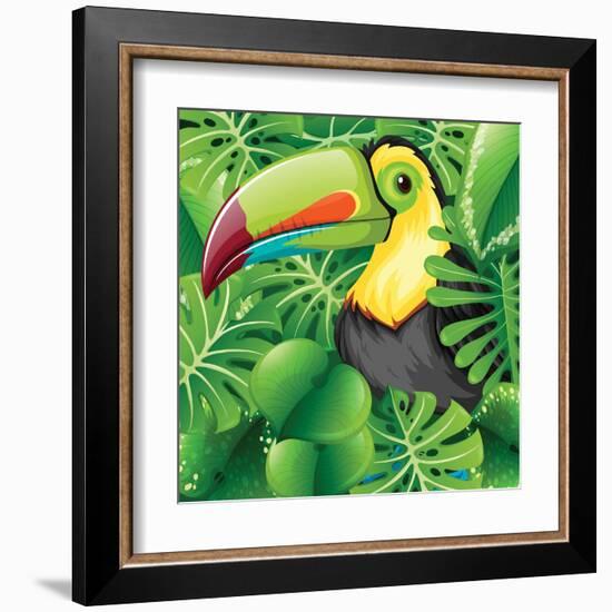 Toucan in the Green Bush Illustration-Daniel Cole-Framed Art Print