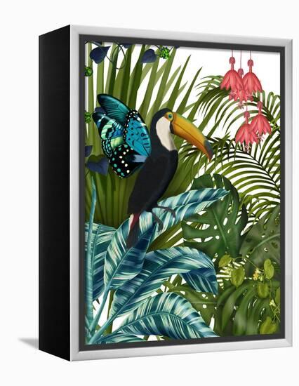 Toucan in Tropical Forest-Fab Funky-Framed Stretched Canvas