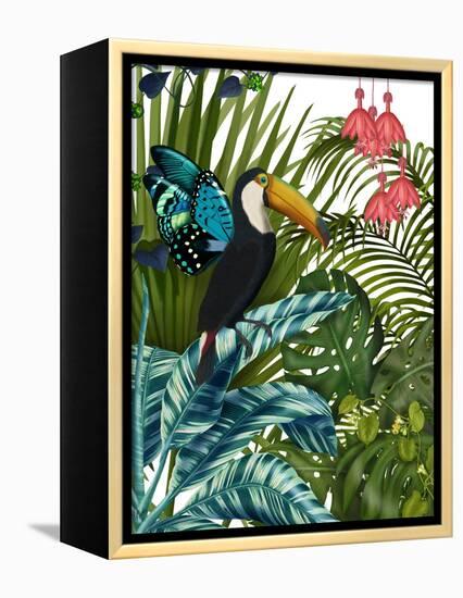 Toucan in Tropical Forest-Fab Funky-Framed Stretched Canvas