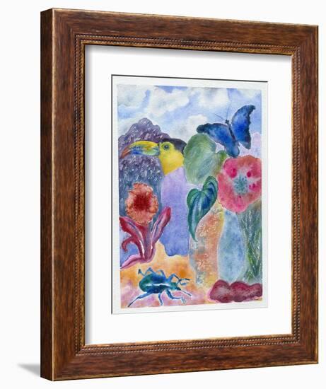 Toucan with Blue Beetle, 2010-Louise Belanger-Framed Giclee Print