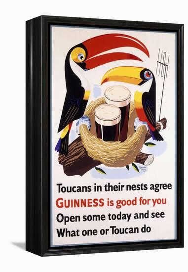 Toucans in their Nests Agree Guinness Is Good for You, 1957 (Lithograph in Colours)-null-Framed Premier Image Canvas