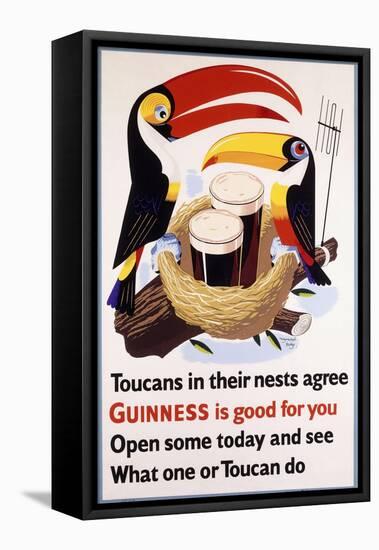 Toucans in their Nests Agree Guinness Is Good for You, 1957 (Lithograph in Colours)-null-Framed Premier Image Canvas