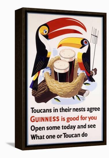 Toucans in their Nests Agree Guinness Is Good for You, 1957 (Lithograph in Colours)-null-Framed Premier Image Canvas