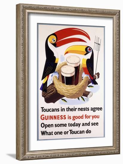 Toucans in their Nests Agree Guinness Is Good for You, 1957 (Lithograph in Colours)-null-Framed Giclee Print