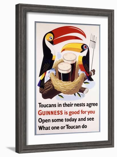 Toucans in their Nests Agree Guinness Is Good for You, 1957 (Lithograph in Colours)-null-Framed Giclee Print