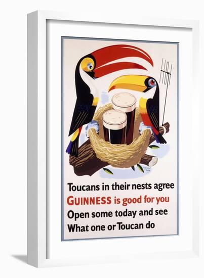 Toucans in their Nests Agree Guinness Is Good for You, 1957 (Lithograph in Colours)-null-Framed Giclee Print