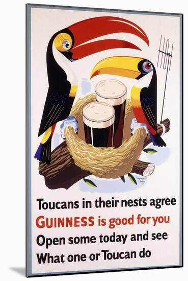 Toucans in their Nests Agree Guinness Is Good for You, 1957 (Lithograph in Colours)-null-Mounted Giclee Print