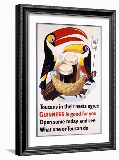 Toucans in their Nests Agree Guinness Is Good for You, 1957 (Lithograph in Colours)-null-Framed Giclee Print