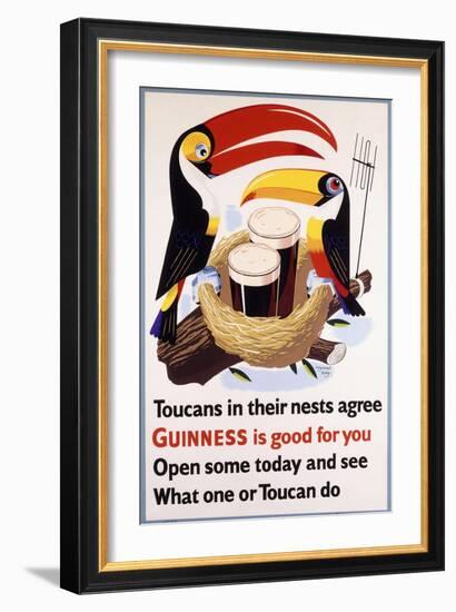Toucans in their Nests Agree Guinness Is Good for You, 1957 (Lithograph in Colours)-null-Framed Giclee Print