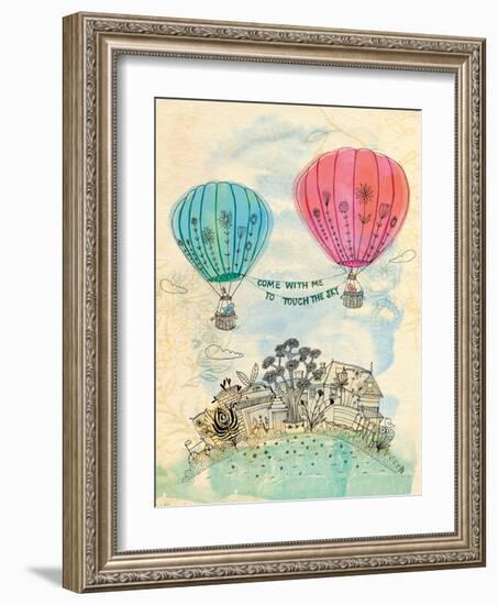 Touch The Sky Blue And Read-Paula Mills-Framed Art Print