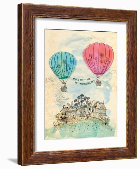 Touch The Sky Blue And Read-Paula Mills-Framed Art Print