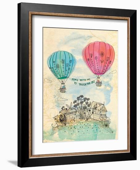 Touch The Sky Blue And Read-Paula Mills-Framed Art Print