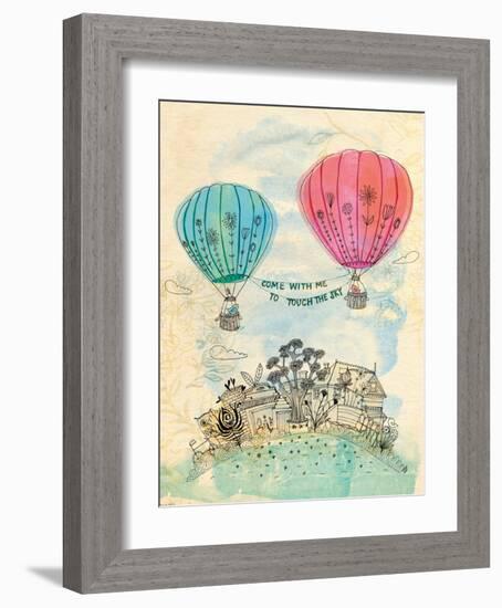 Touch The Sky Blue And Read-Paula Mills-Framed Art Print