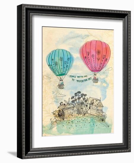 Touch The Sky Blue And Read-Paula Mills-Framed Art Print