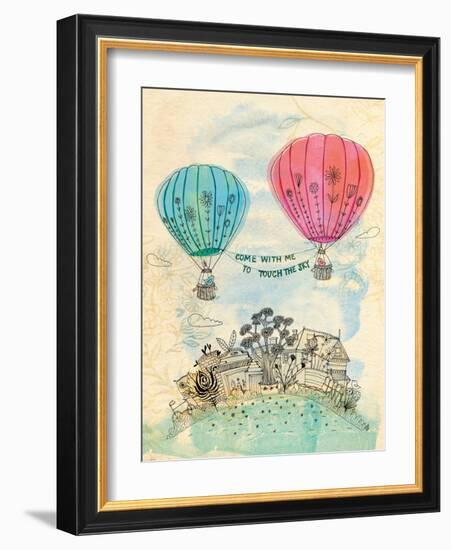 Touch The Sky Blue And Read-Paula Mills-Framed Art Print