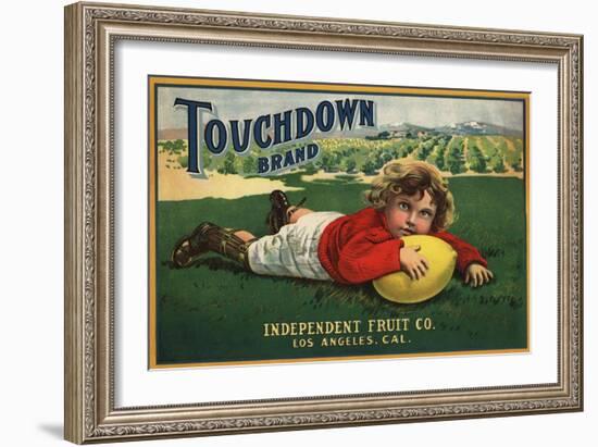 Touchdown Brand - Los Angeles, California - Citrus Crate Label-Lantern Press-Framed Art Print