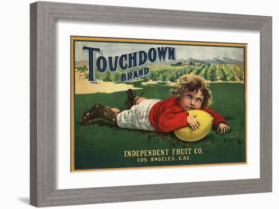 Touchdown Brand - Los Angeles, California - Citrus Crate Label-Lantern Press-Framed Art Print