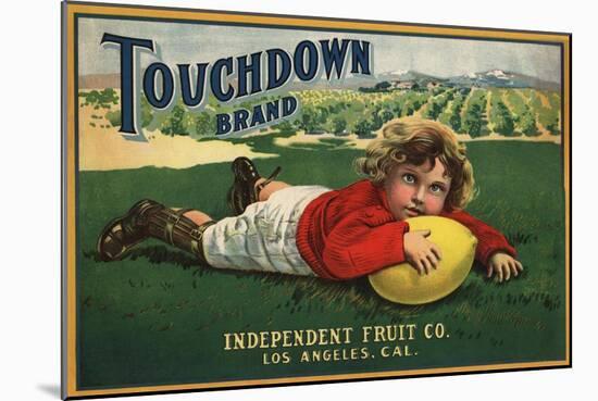 Touchdown Brand - Los Angeles, California - Citrus Crate Label-Lantern Press-Mounted Art Print