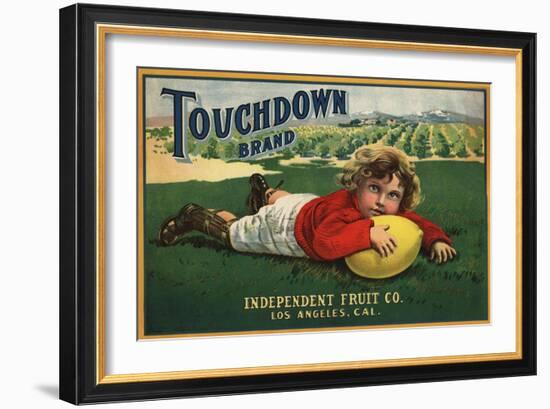 Touchdown Brand - Los Angeles, California - Citrus Crate Label-Lantern Press-Framed Art Print