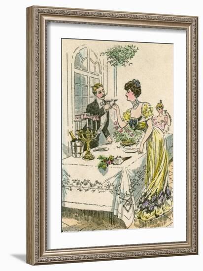 Touching Glasses 1908-null-Framed Art Print