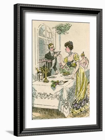 Touching Glasses 1908-null-Framed Art Print