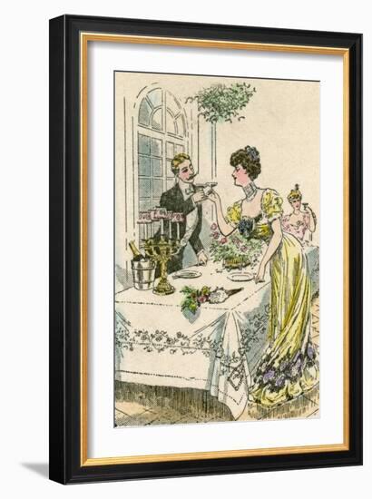 Touching Glasses 1908-null-Framed Art Print