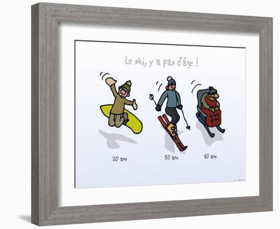 Touchouss - Le ski, il n'y a pas d'âge-Sylvain Bichicchi-Framed Art Print