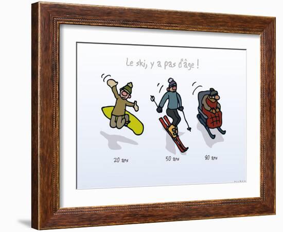 Touchouss - Le ski, il n'y a pas d'âge-Sylvain Bichicchi-Framed Art Print