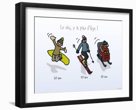 Touchouss - Le ski, il n'y a pas d'âge-Sylvain Bichicchi-Framed Art Print